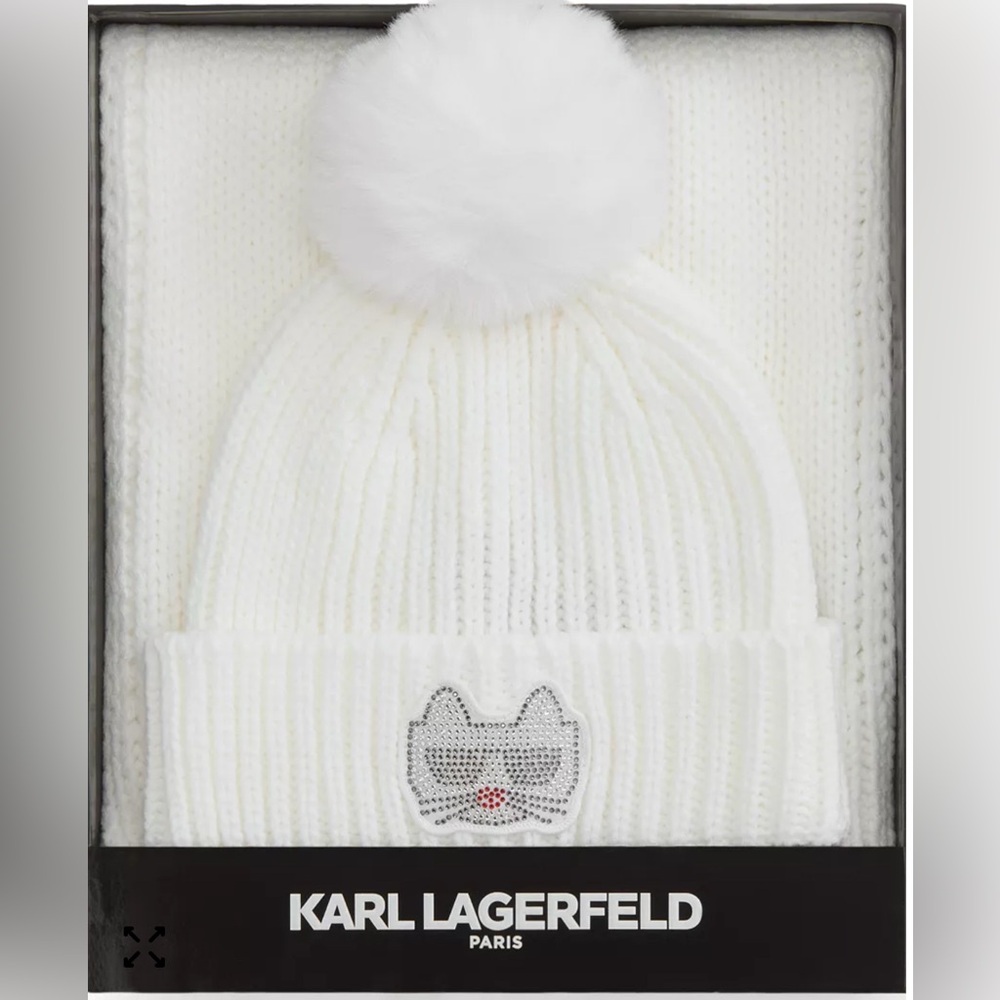 Karl Lagerfeld Disco Kitty Beanie & Scarf Boxed Gift Set Choupette